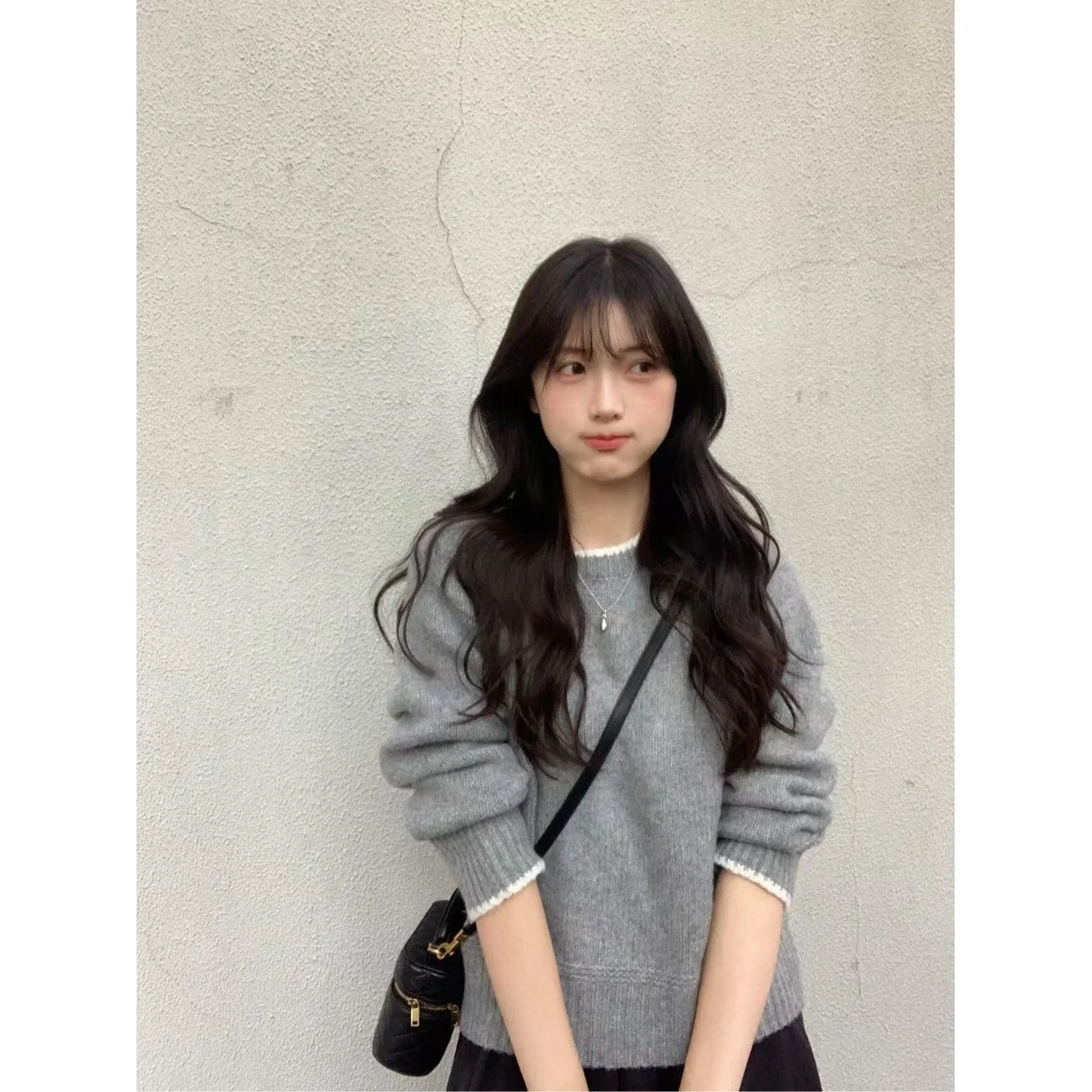 

Loose Women's round Ne Knitted Sweater oulder Insertion Sle Autumn Winter Faion Soft Comfortable Base Layer ort Top