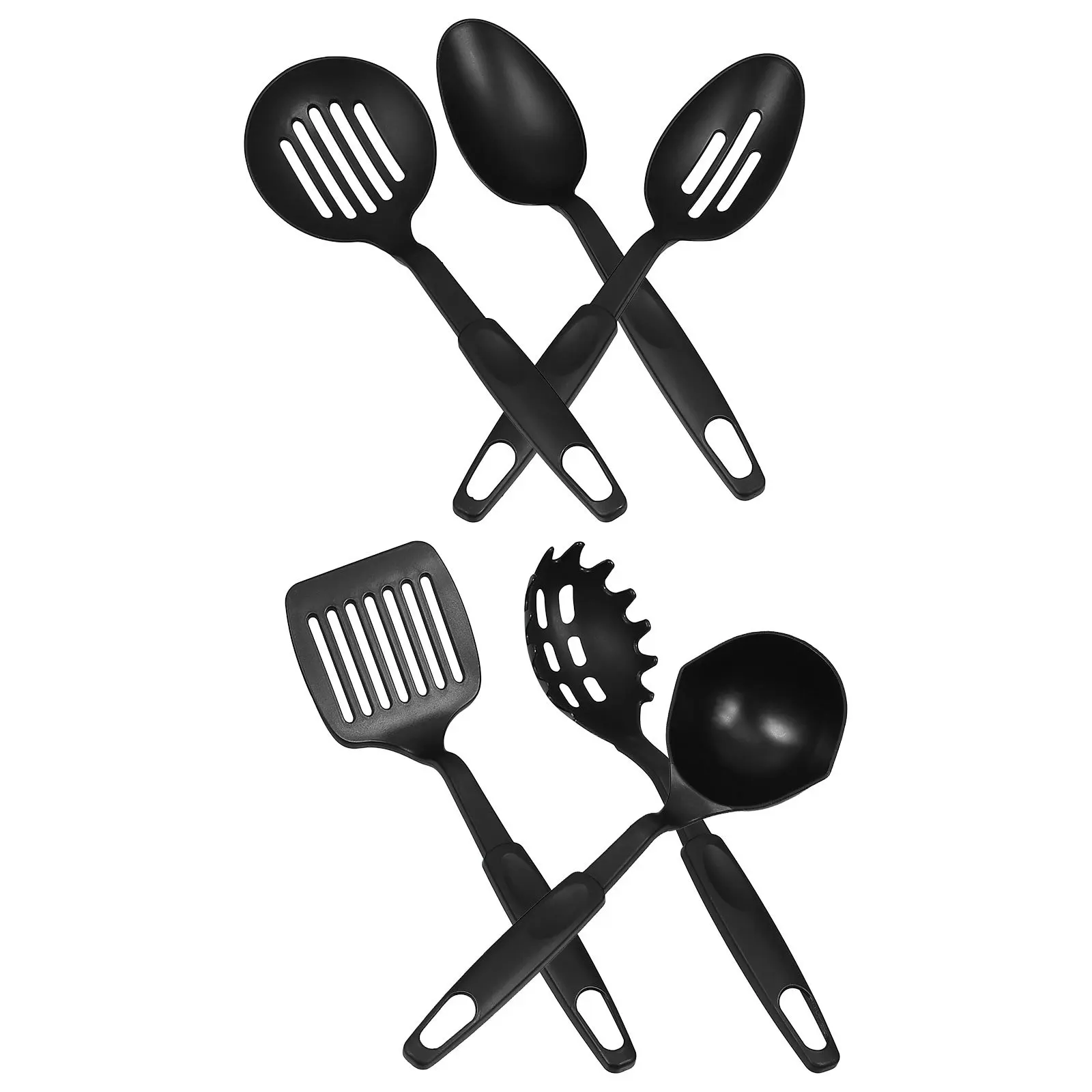 

6pcs Kitchen Utensils Set Heat Resistant Nylon Cooking Spoon For Nonstick Cookware Easy Clean Dishwasher Safe Spatula Ladle