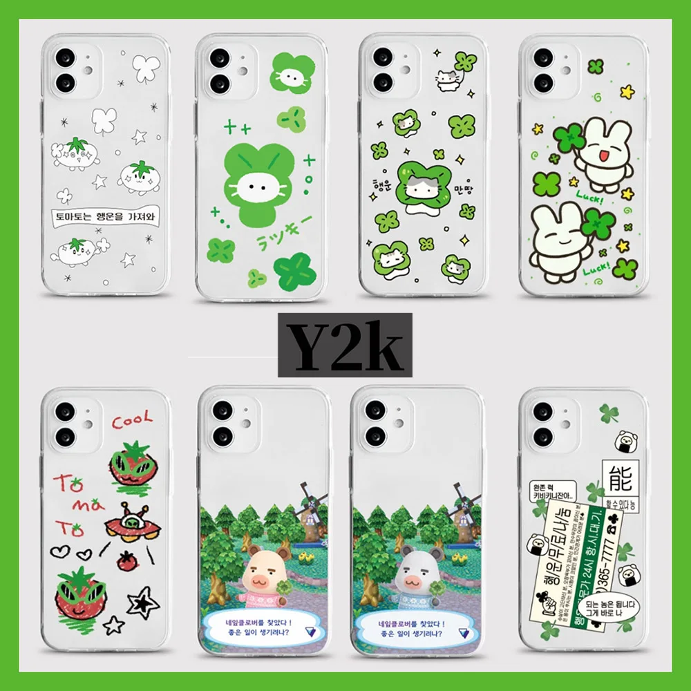 Y2K Lucky Clover Cartoon Phone Case For Samsung Galaxy S26 S25 S24 S23 S22 S21 S20 FE Note20 Note10 Edge Plus Ultra Lite 5G