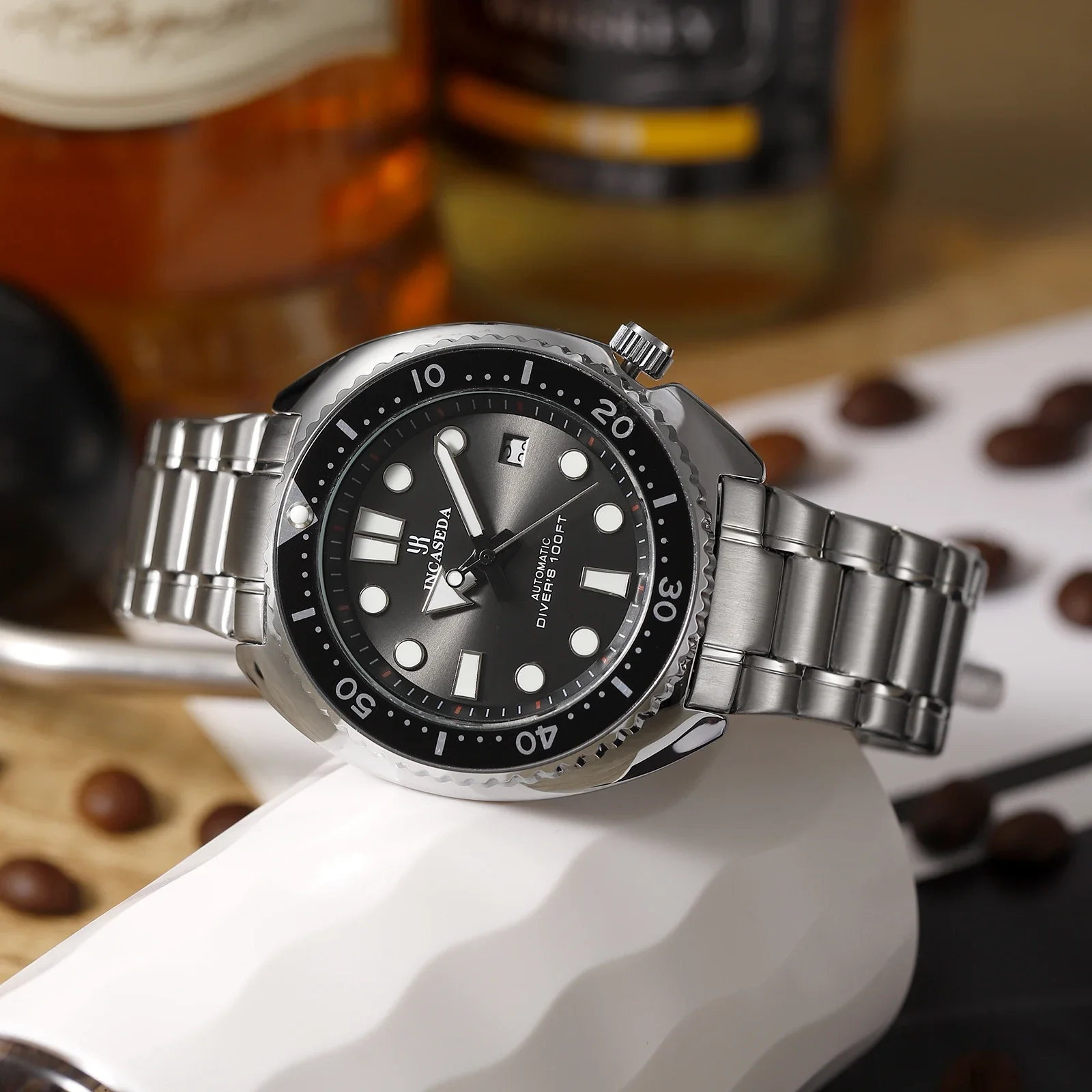 新しいINCASEDAトップブランドの高級ファッションメンズビジネスウォッチ超発光メンズ自動機械式時計