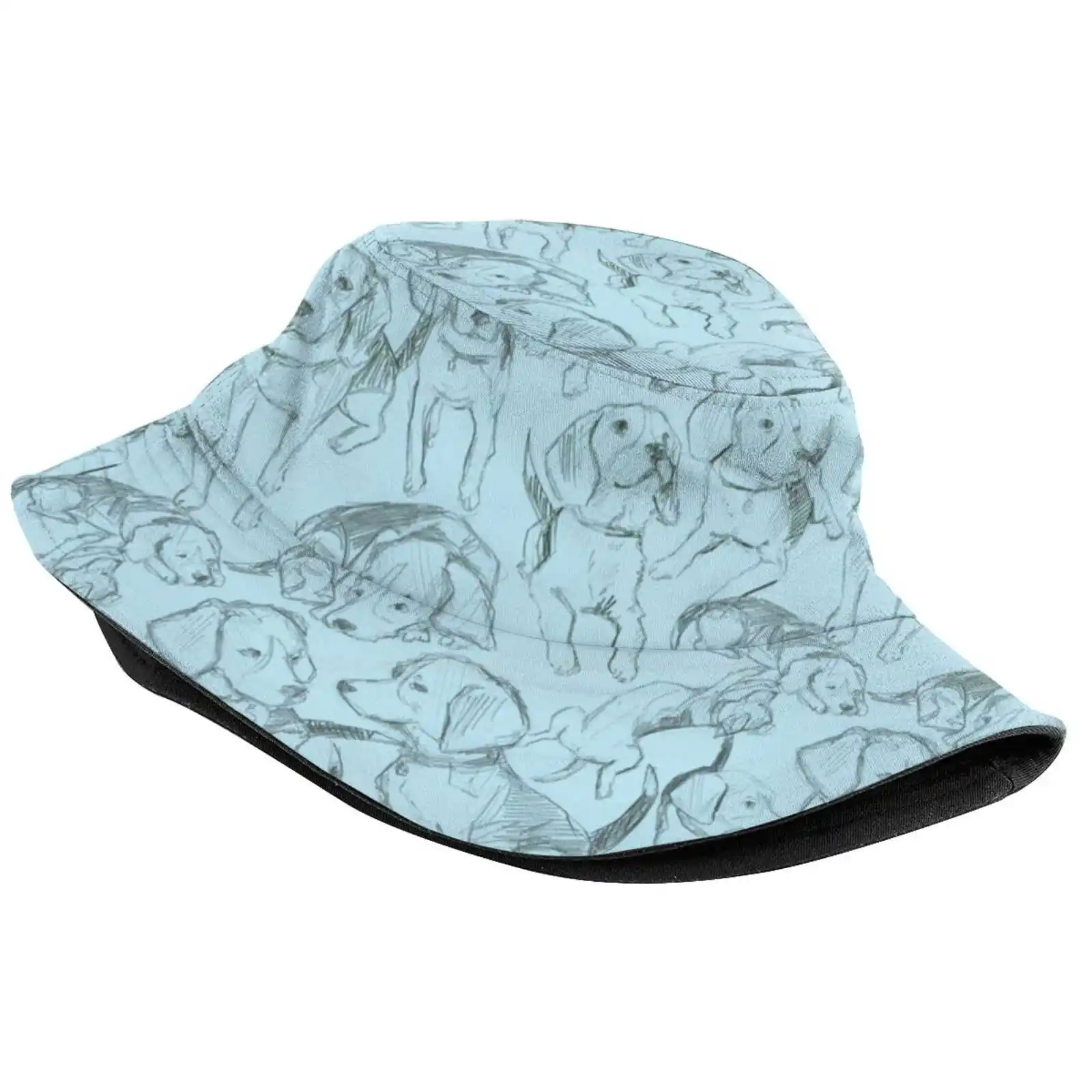 Blue Beagle Sun Cap Fisherman Hat Bucket Hats Beagles Adorable Blue Pattern Pastels Sketch Artsy Childrens Book Cute Dogs Baby