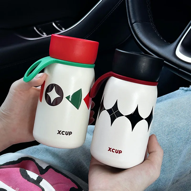 

350ml Cute Thermos Cup 316 Stainless Steel Thermal Coffee Mug Portable Vacuum Flask Insulated Milk Water Bottle with Handle