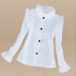 Girls Ruffled Shirt Kids White Clothes Teenagers Preppy Blouse Fashion Infant Tops School Uniforms Shirts Long-Sleeve Clothing