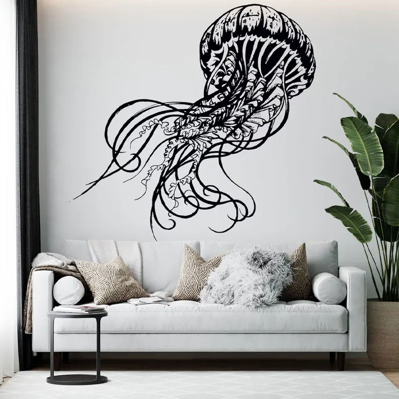 

Underwater World Jellyfish Wall Decals Sea Ocean Animal Home Decoration Bathroom Glass Sticker Removable Murals Bigger Size AC26