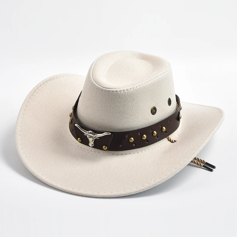 Kunstmatige suède westerse cowboyhoeden Vintage grote rand gentleman cowgirl jazzhoed vakantie feest cosplay hoed