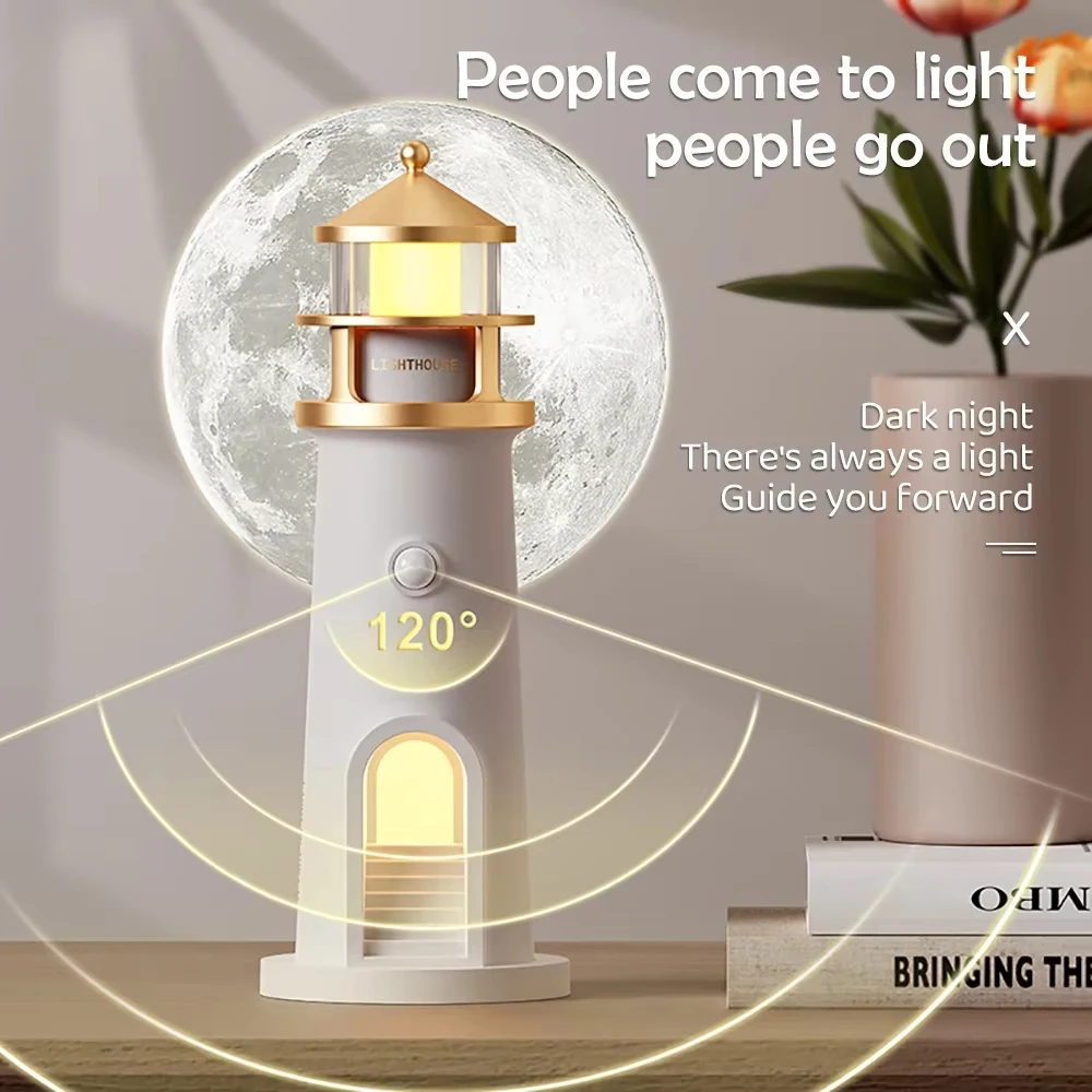 Lighthouse Ambient lights Moon Projection Light Bluetooth Music Playback Night Lamp Home Desktop Decoration Birthday Gift