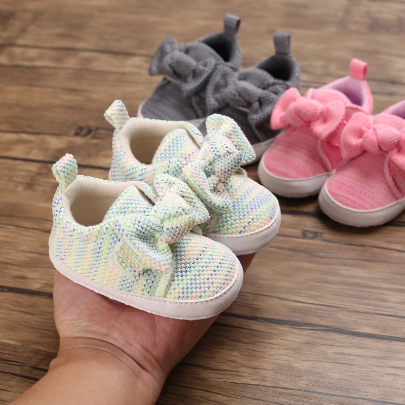 Spring And Autumn 0-1 Year Old Baby Boys And Girls Baby Shoes Cute Bow Casual Walking Shoes