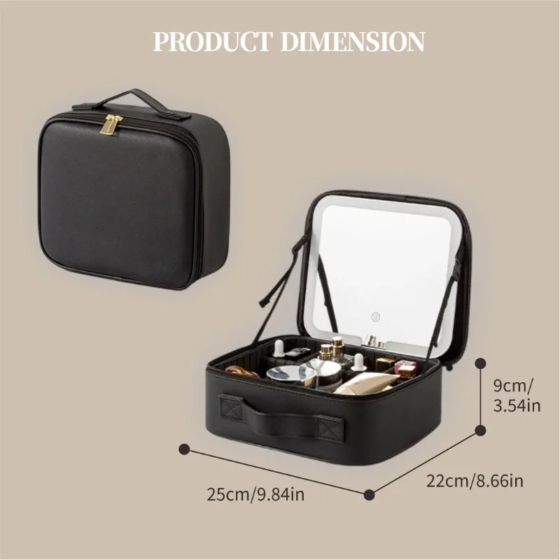 Smart LED Mirror Cosmetic Case Bags Travel Makeup for Women Fashion Large Capacity Portable Storage Bag Travel Makeup Case