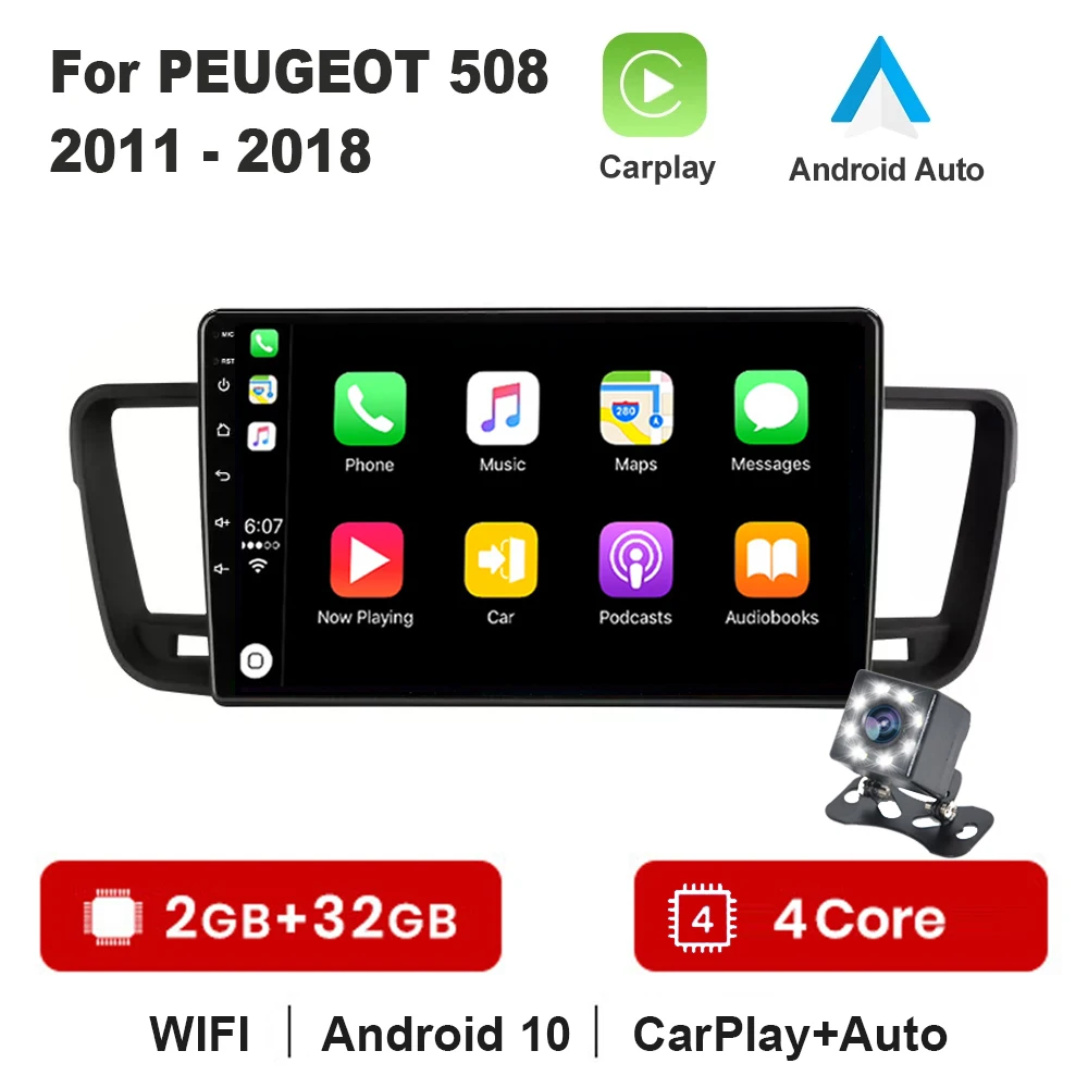 

Автомагнитола, мультимедийный видеоплеер для Peugeot 508 2011 2012 2013-2018 2 din Android 10,0 Mirrorlink 2 ГБ + 32 ГБ