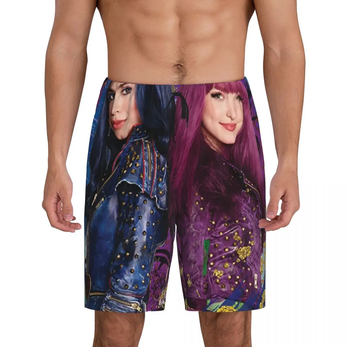 

Custom Print Men Descendants Poster Pajama Bottoms Mal And Evie Sleepwear Pjs Sleep Shorts with Pockets