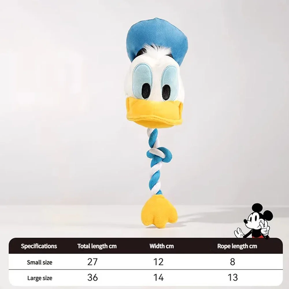 Juguete para mascotas de Mickey y Donald con chirriador y remolque de cuerda, juego interactivo para perros, masticar duradero para perros con diseño clásico de dibujos animados