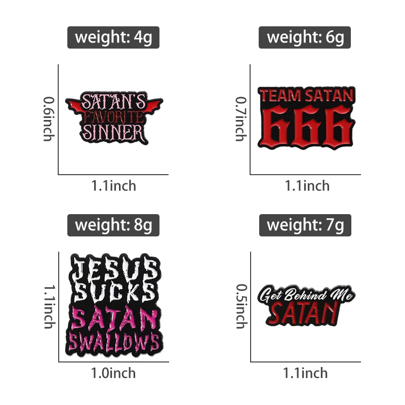 Jesus Christ Punk Enamel Pins Satan\'s Favorite Sinner Creative Metal Brooches Get Behind Me Satan Cartoon Lapel Badge for Gift