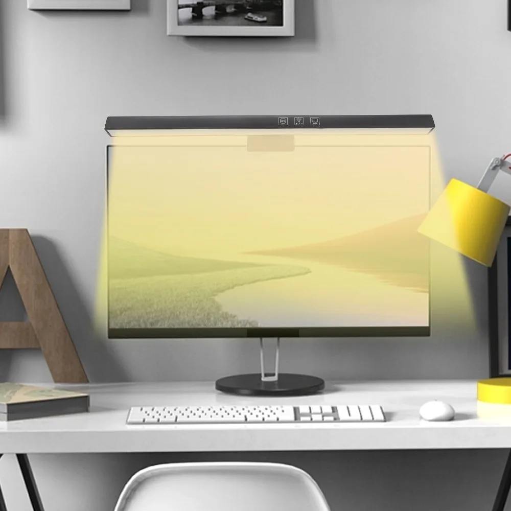 Space Saving ABS Monitor Light Bar Touch Control Black USB Lamp No Glare Dimmable Color Temperature Laptop Monitor Lamp Gaming