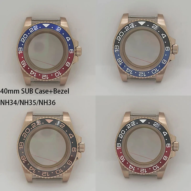 

TG 40mm NH35 Watch SuB RoseGold Case 316L Stainless Steel Sapphire Glass Ceramic Bezel Fit NH35/NH36 Movement Watch Accessories