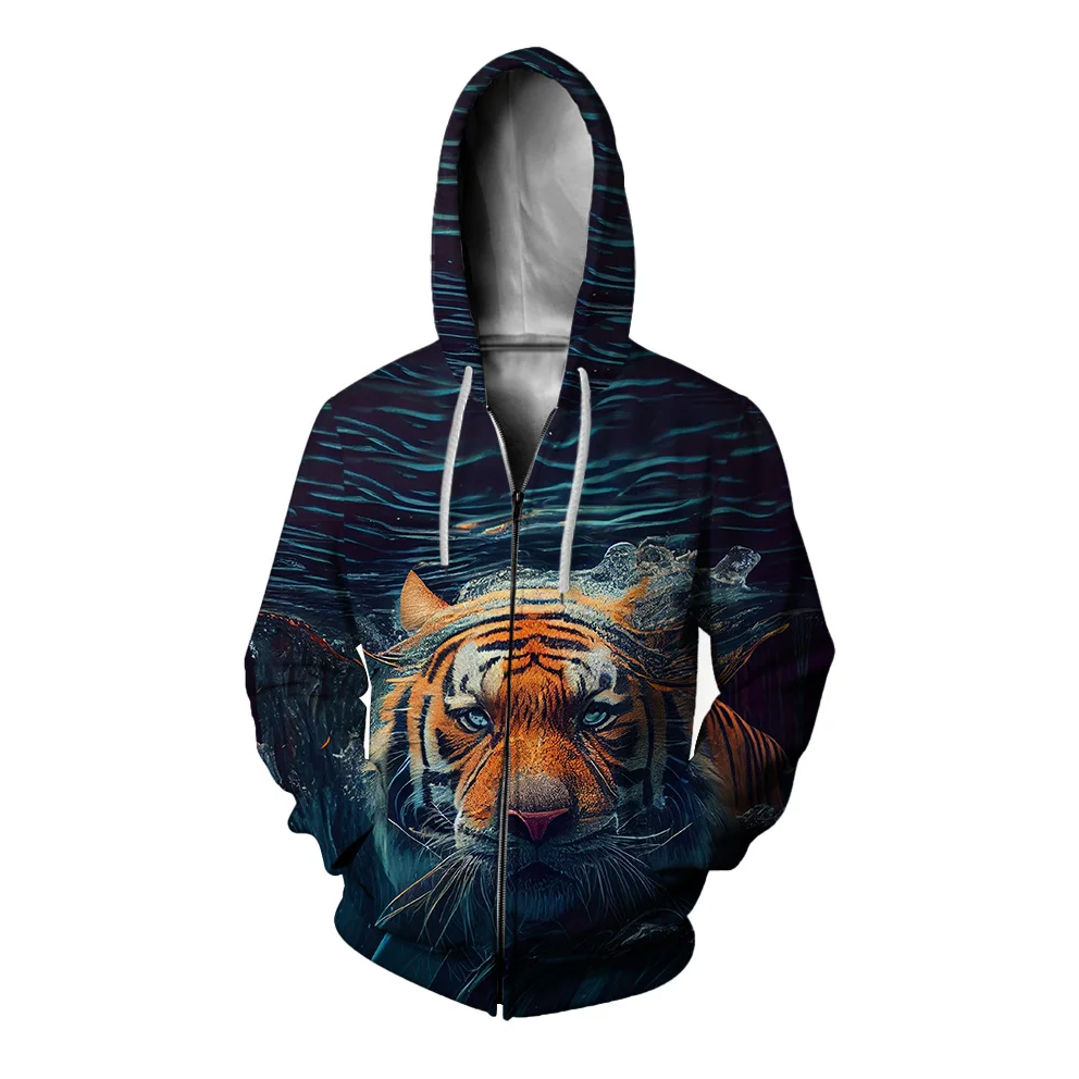 

Casual Trend Men's Sweat-shirt Stylish Tiger Print Mens Clothing Comfortable and Versatile New in Sweatshirts Hooded Sweatshirt