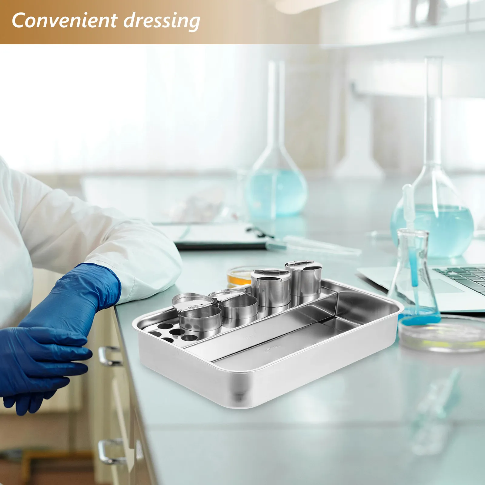 Stainless Steel Treatment Tray Thick Rectangular Medicine Tray Multi-Use Surgical Instrument Storage Hospital Clinic