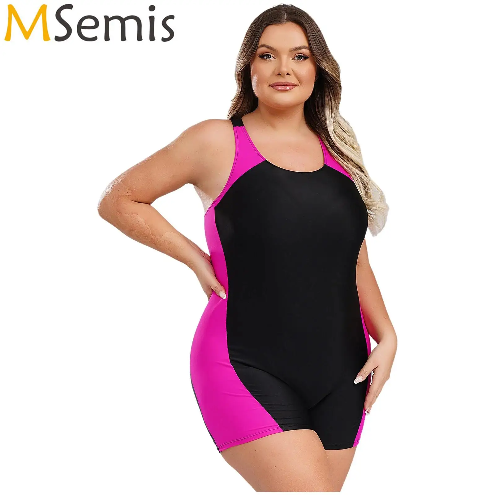 

Women Swimsuit Plus Size One-piece Swimwear Swimming Jumpsuit U Neck Big Size Short Jumpsuit Bodysuit Pool Swimming Bathing Suit