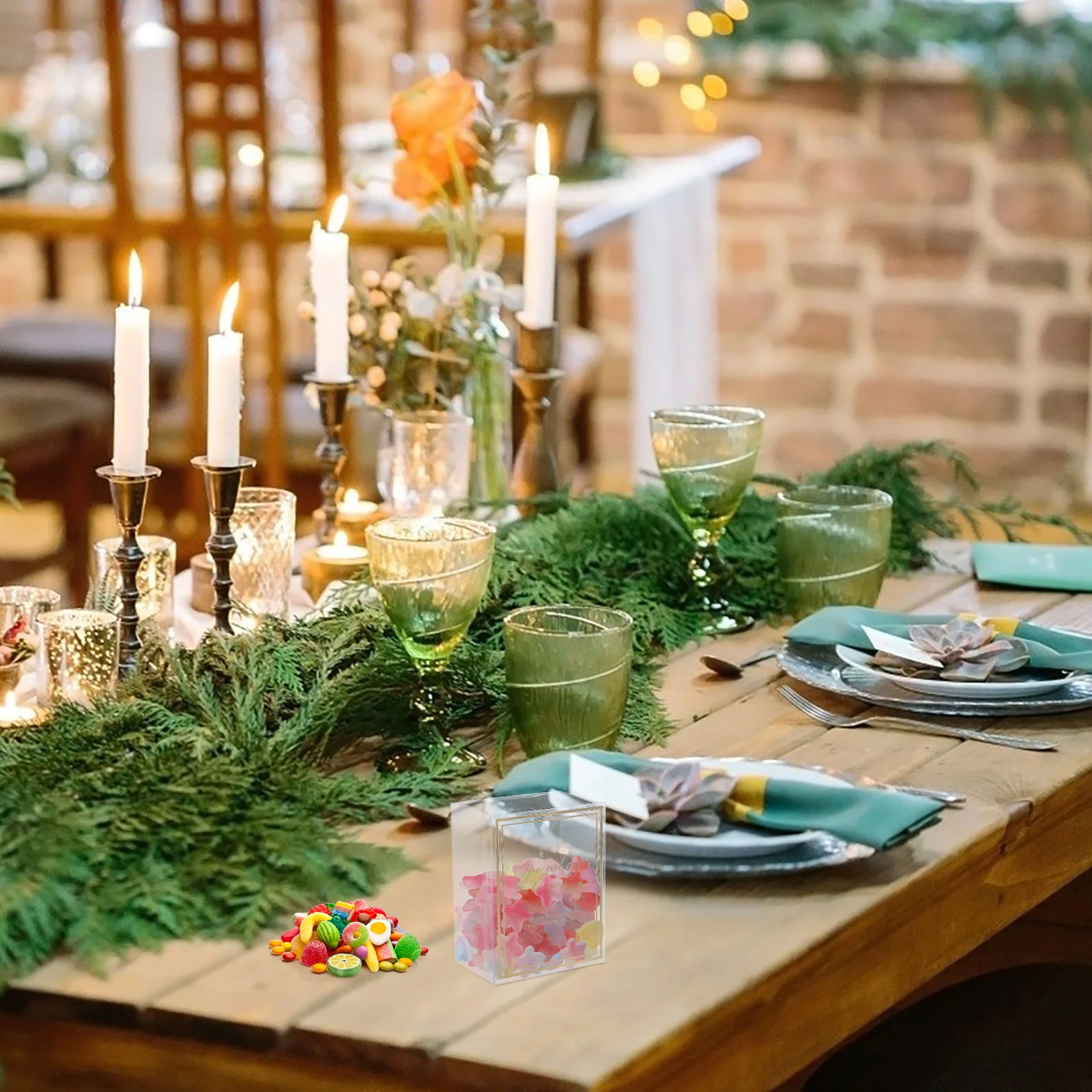 

12Pcs Clear PVC Wedding Favor Boxes Transparent Candy Packaging Small Treat Boxes for Bridal Shower Party Cookies Macaron