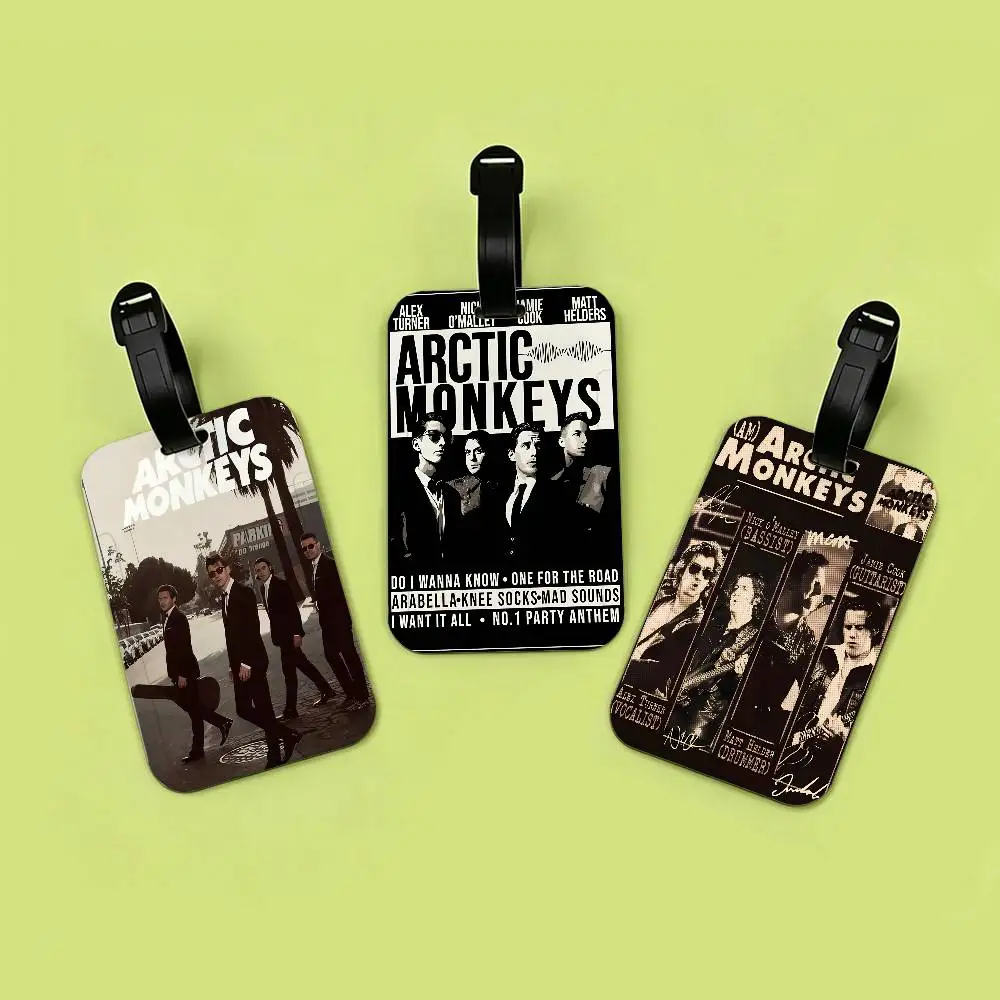 A-Arctic-Monkeys Indie-Rock PVC Anti lost Luggage Identifier Tag Removable Information Card Holder Travel Baggage Tag
