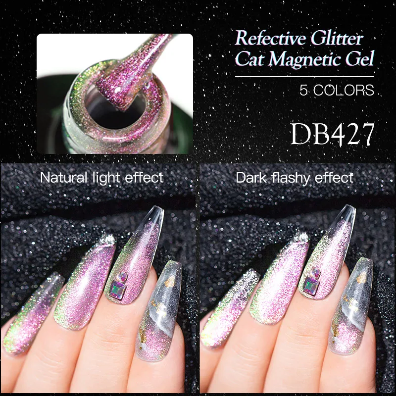 Mtssii Reflective Cat Eye Nail Gel Polish 6ML Galaxy Chameleon Gel Nail Art Magnetic Varnish Semi Permanent Glitter Liquid