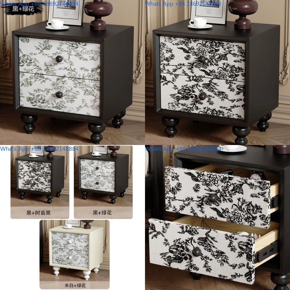 Vintage Style Wooden Nightstand for Small Bedroom Black Storage Cabinet Modern Minimalist Design