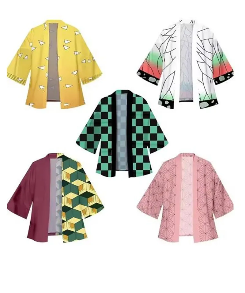 Anime Kamado Tanjirou Cosplay Cape Kochou Shinobu Rengoku Kyoujurou Tomioka Giyuu Haori Yukata Casual Kimono Cloak