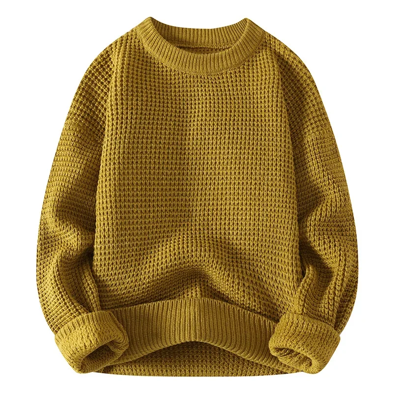 Herren-Pullover, Strickoberteile, Rundhals, lange Ärmel, normale Passform, einfarbig, mit Farbblockdesign, lässig, locker geschnitten, schlicht, für Herbst und Winter. – Detail 5
