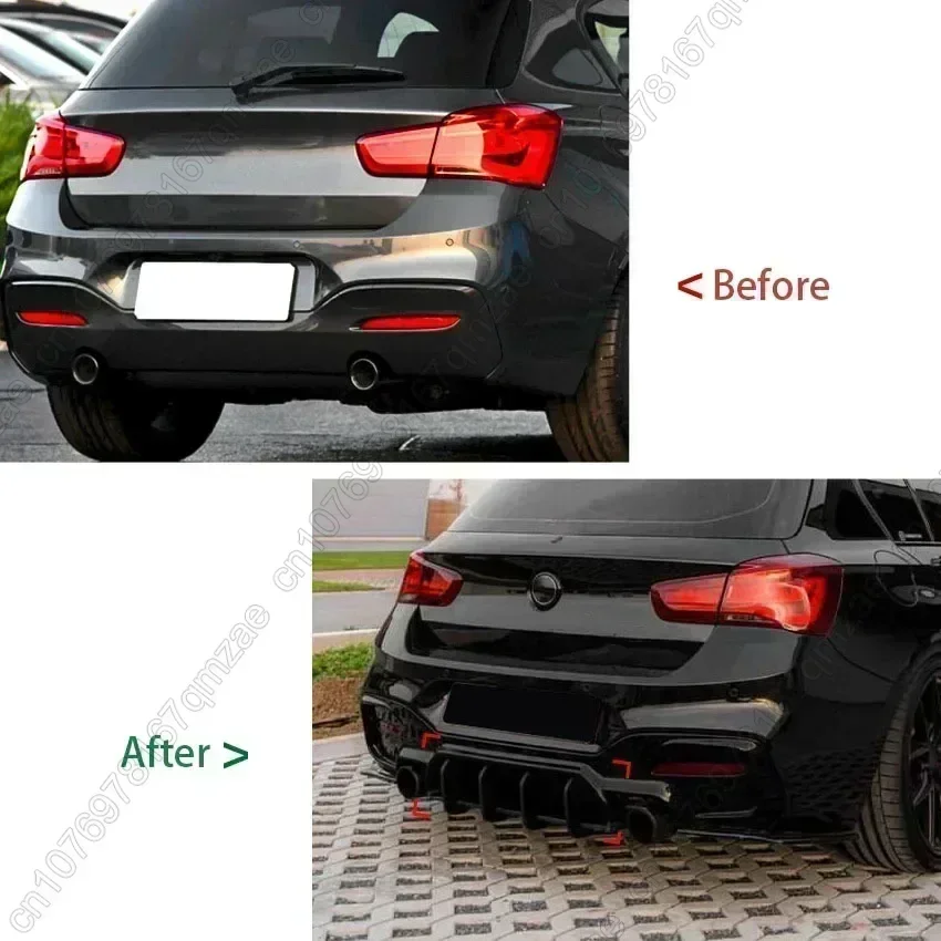 For BMW 1 Series  F20 F21 M Sport  M135i M140i 2015-2019 Gloss Black Car Rear Diffuser Bumper Rear Lip Spoiler Body Kit Tuning