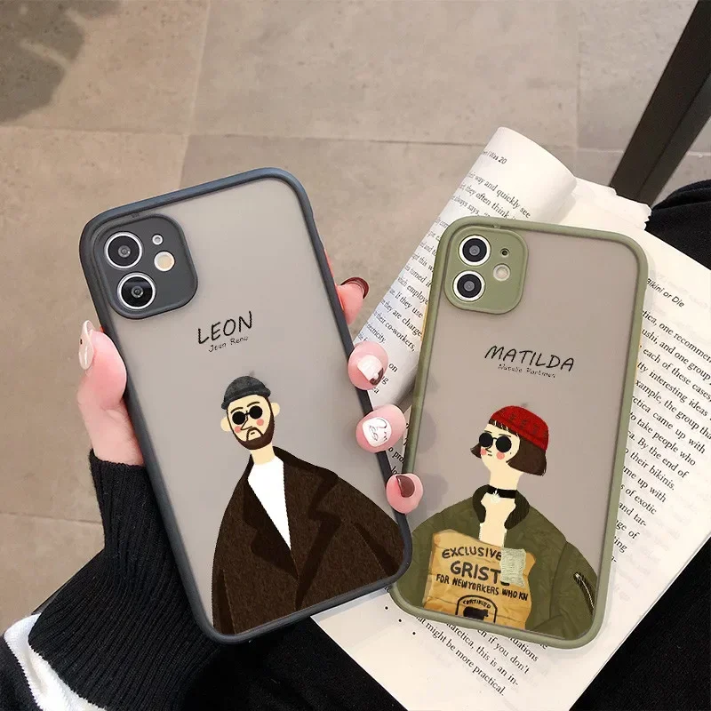Killer Leon Uncle Girl Cartoon Phone Case for iPhone 11 12 13 14 15 16 Pro MAX SE XR X XS Plus Hard Shockproof Color Back Cover