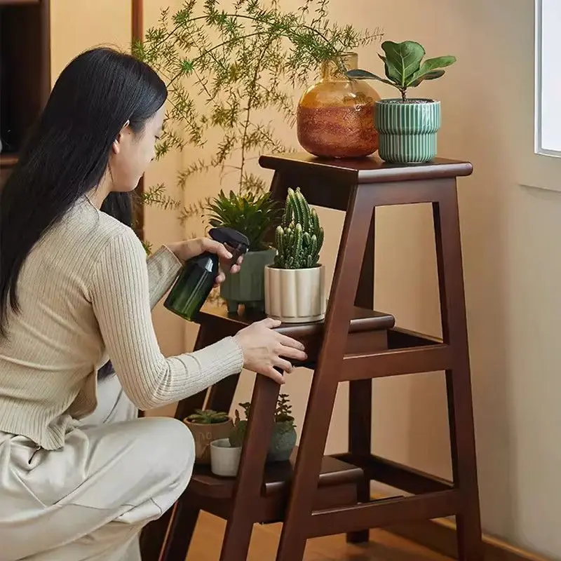 2-Step Folding Ladder Stool for Home - Sturdy Wooden Step Stool, Perfect for Kitchen & Living Room