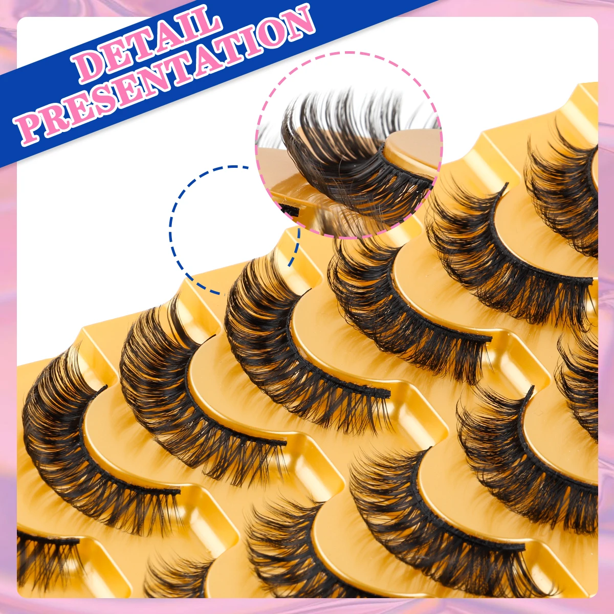 Lanjinglin 3/8/10 Paar natürliche lange falsche Wimpern dramatische weiche flauschige 3D-Nerzwimpern Wispy Großhandel Wimpern dicke Cils