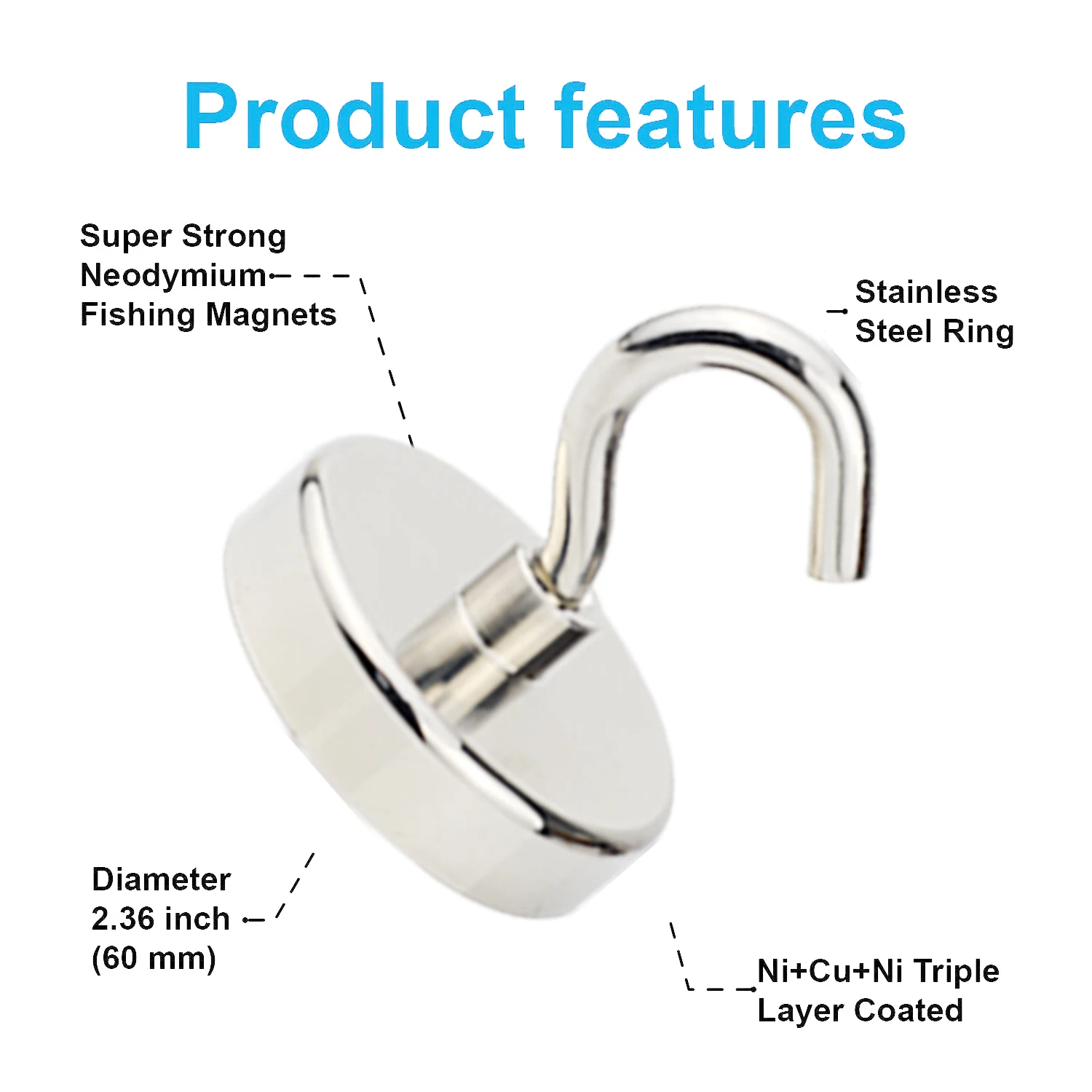 N52 Super Strong Neodymium Fishing magnet Hooks Salvage Imans Neodymium Imans Searcher Powerful Neodymium magnet for Fishing