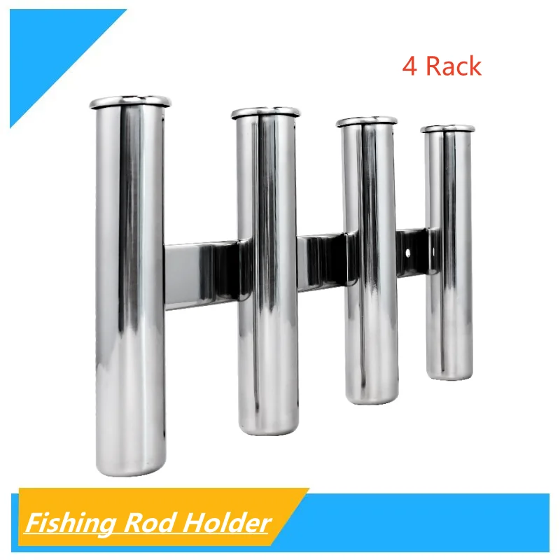 4 Tube Rod Holder Triple Marine Stainless Steel Fishing Rod Holder Wall-hung Style For Boat Yacht Accessories 4 Rod Rack