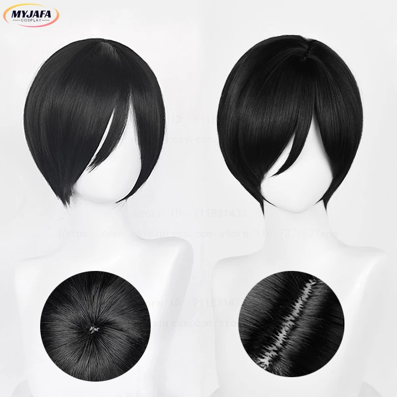 

High Quality Ada Wong Cosplay Wig Short Black Scalp Heat Resistant Synthetic Hair Anime Game Movie Ada Won Cosplay Wigs + WigCap