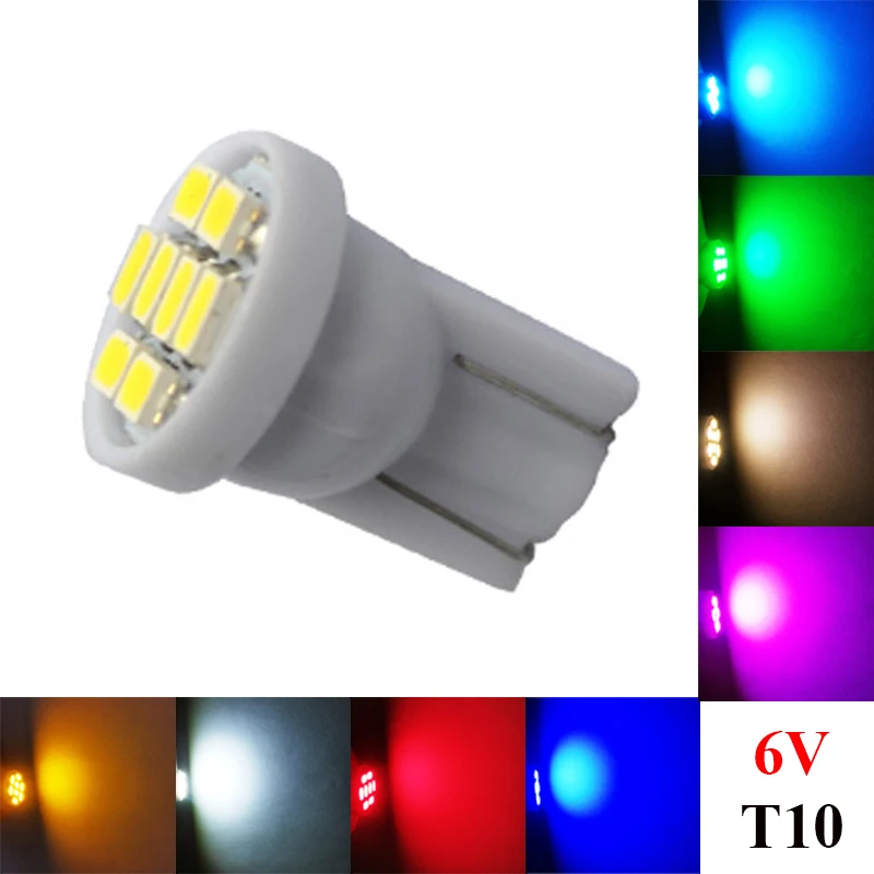 

50pcs DC 6V AC 6.3V T10 W5W 194 168 #555 No Polarity Pinball Machine LED Light Bulb Non Ghosting Car Interior Lamp 8SMD 1206