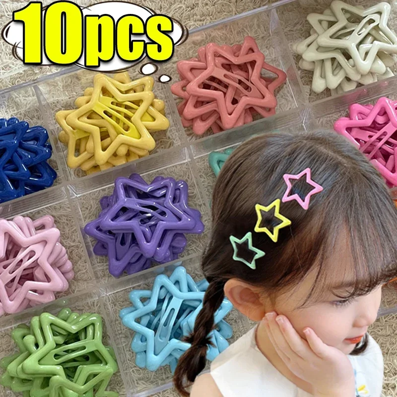 10 pçs/set bonito colorido estrela waterdrop forma grampos de cabelo para meninas crianças adorável cabelo decorar grampos de cabelo crianças acessórios para o cabelo