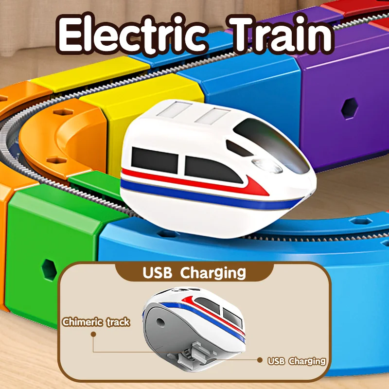 Set Magical Track Train USB wiederaufladbare 3D-Bausätze Cube Rails STEM Lernspielzeug Weihnachten Geburtstag Weihnachtsgeschenk