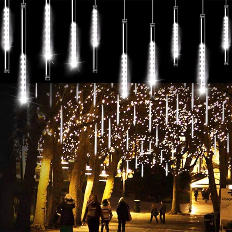 Imagem -04 - Solar Power Meteor Shower Led Fairy String Lights Guirlandas de Rua para Festa de Natal Decoração de Casamento ao ar Livre