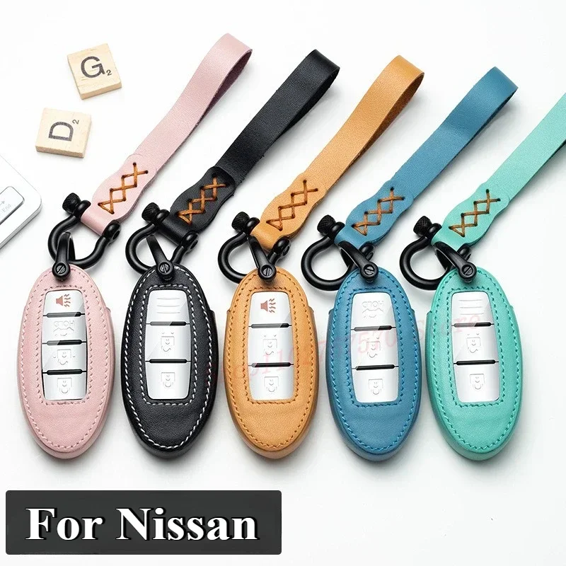 

Car Key Case Cover Shell For Nissan Sylphy Altima Tiida Qashqai X-Trail Bluebird Murano Sunny Kicks Protective Bag Keychain