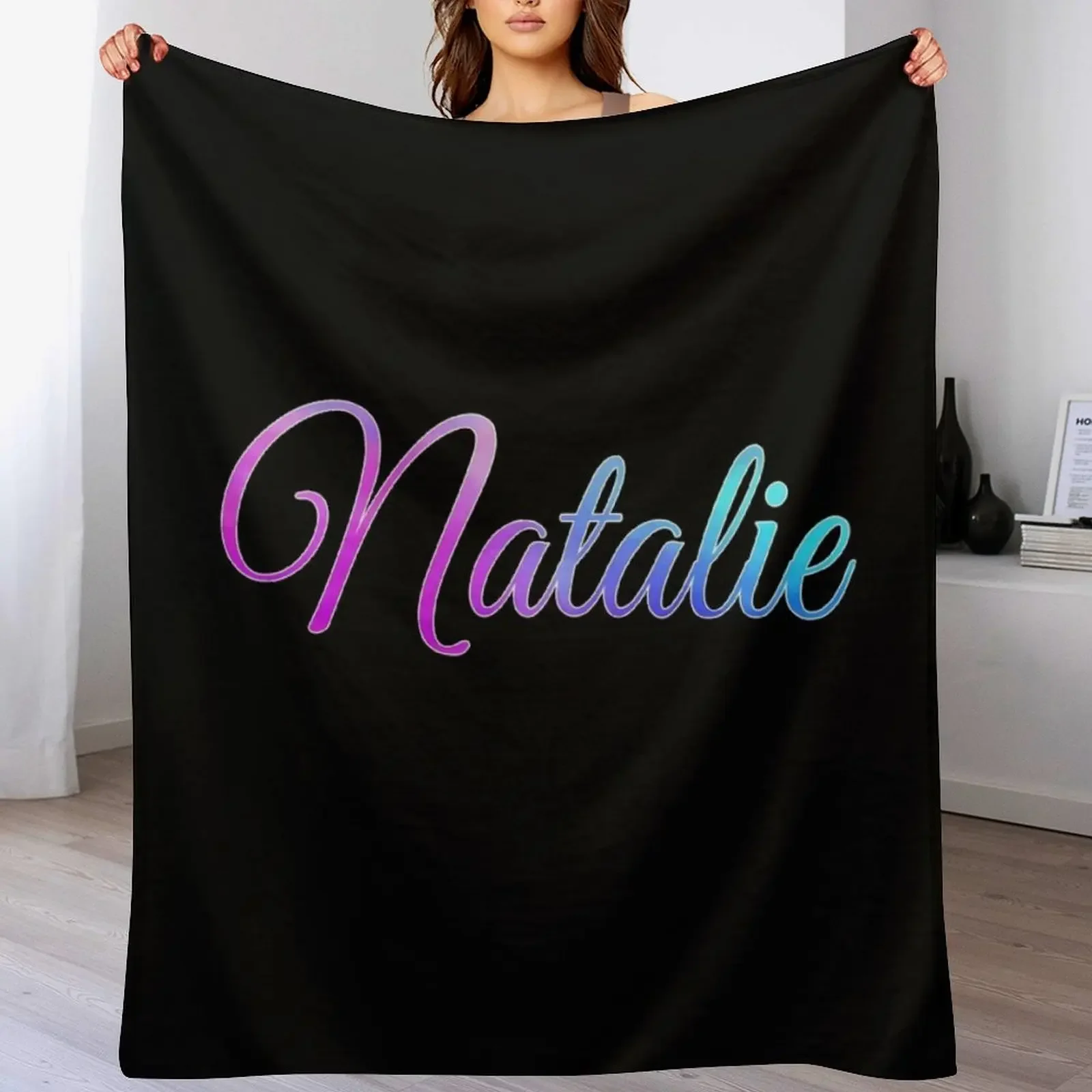 

Natalie Personalized Name Birthday Tag Family Name Natalie Girl Custom Name First Last Throw Blanket Couch blanket decor