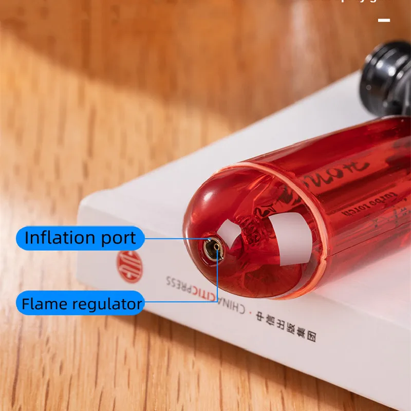 New Cigar Spray Gun Lighter Dust Cap Fire Lock Transparent Air Chamber Inflatable Lighter Smoking Accessories Kitchen Tools Gift