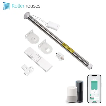 Tuya Zigbee şarj edilebilir stor perde motoru için 25mm/28mm/38mm OD tüp Alexa ile çalışma, Google ev