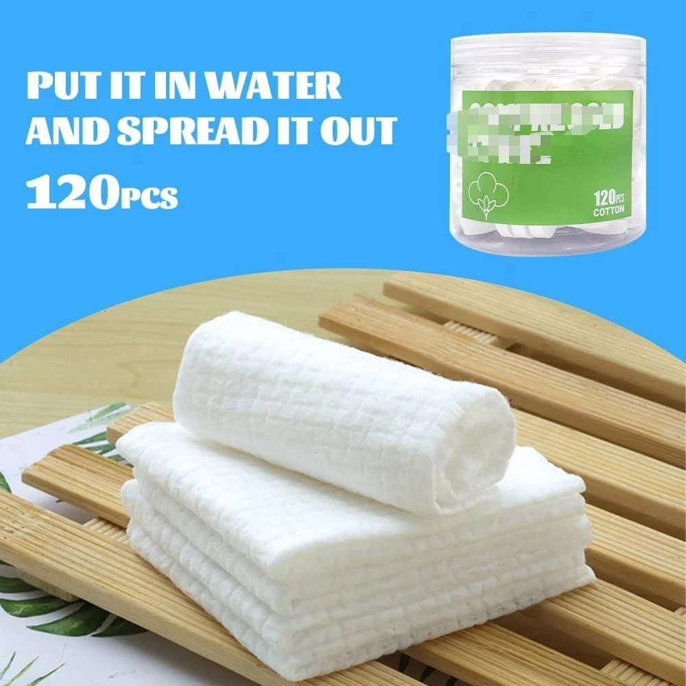 120 Pack Mini Towels - Disposable Cotton Hand Wipes for Camping, Travel, and Outdoor Use