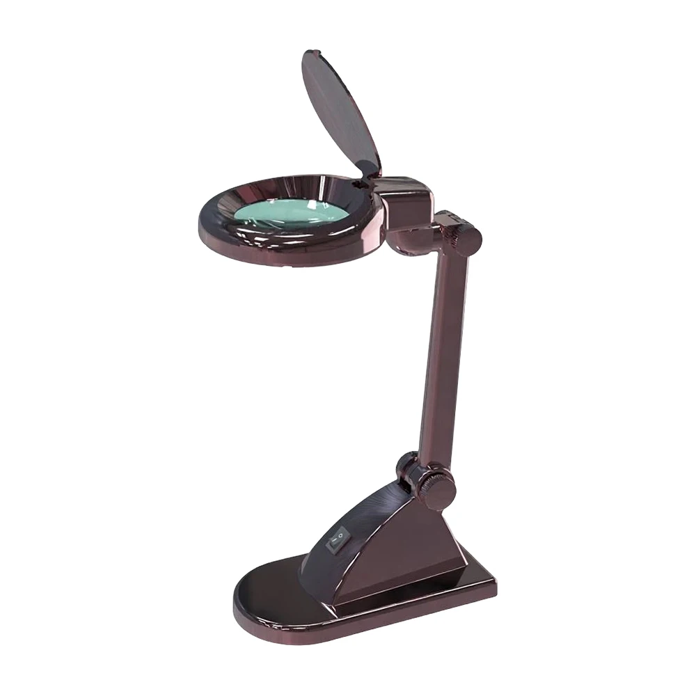 Desktop Stand LED Magnifier Lamp 10X Magnifying Working Light For Watch Repair Soldering & Model Building