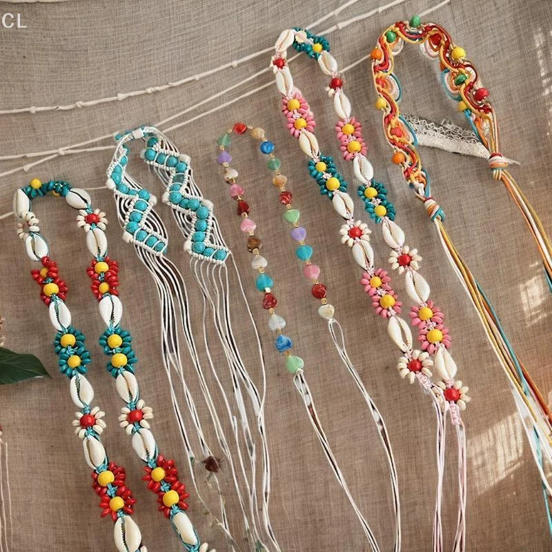 Bohemian Hand-breathed Colorful Flower Shell Waist Chain, Unique Vintage Touch Women's Dress Accessories Belt Ornament