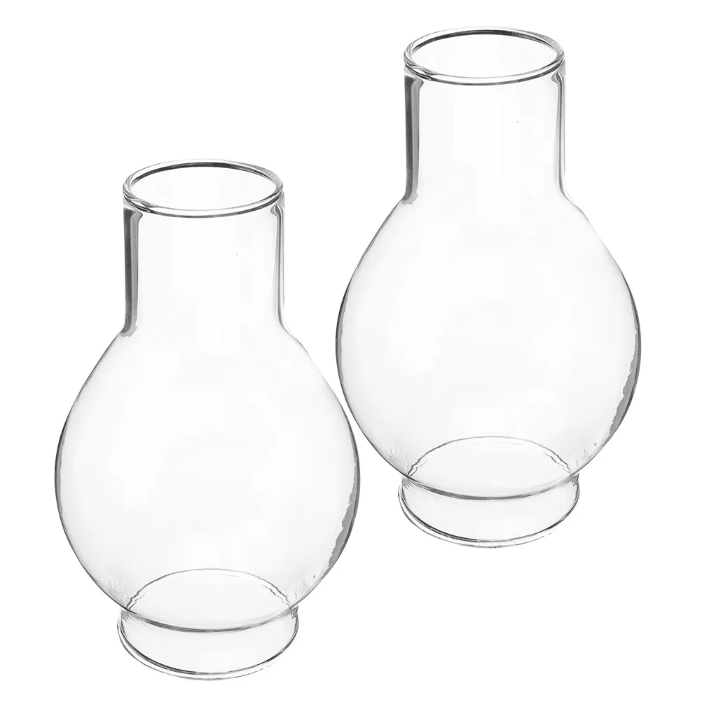2Pcs Glass Shade Transparent Tall Chimney Windproof Cover Decorative Dining Table Accessories Tall Candles Shade