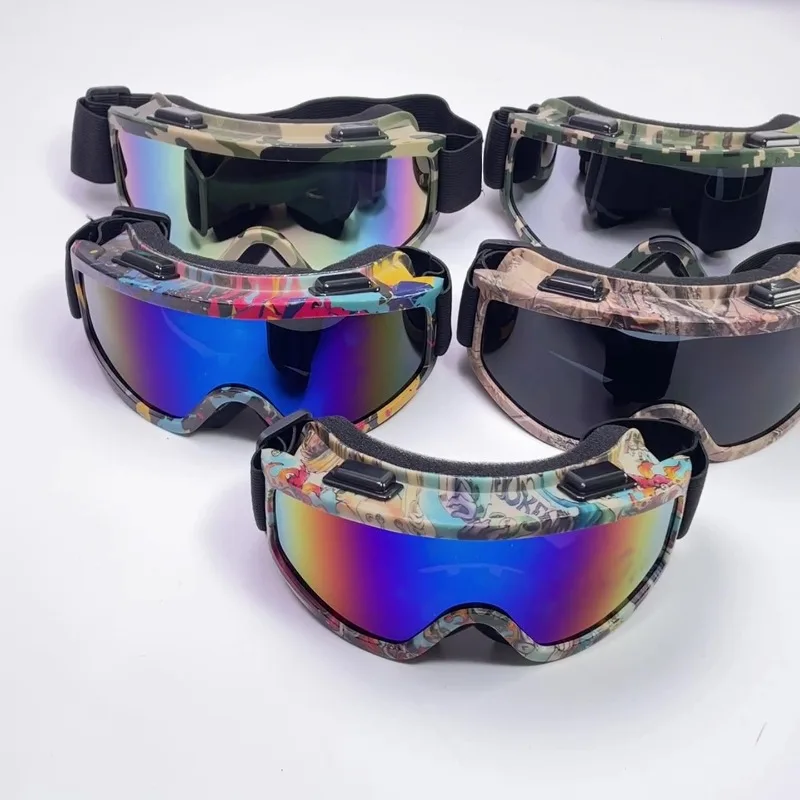 Outdoor Ski Goggles, Colorful Anti-fog and Windproof Large-frame Mountaineering Goggles, Eye-protection Sports Glasses.