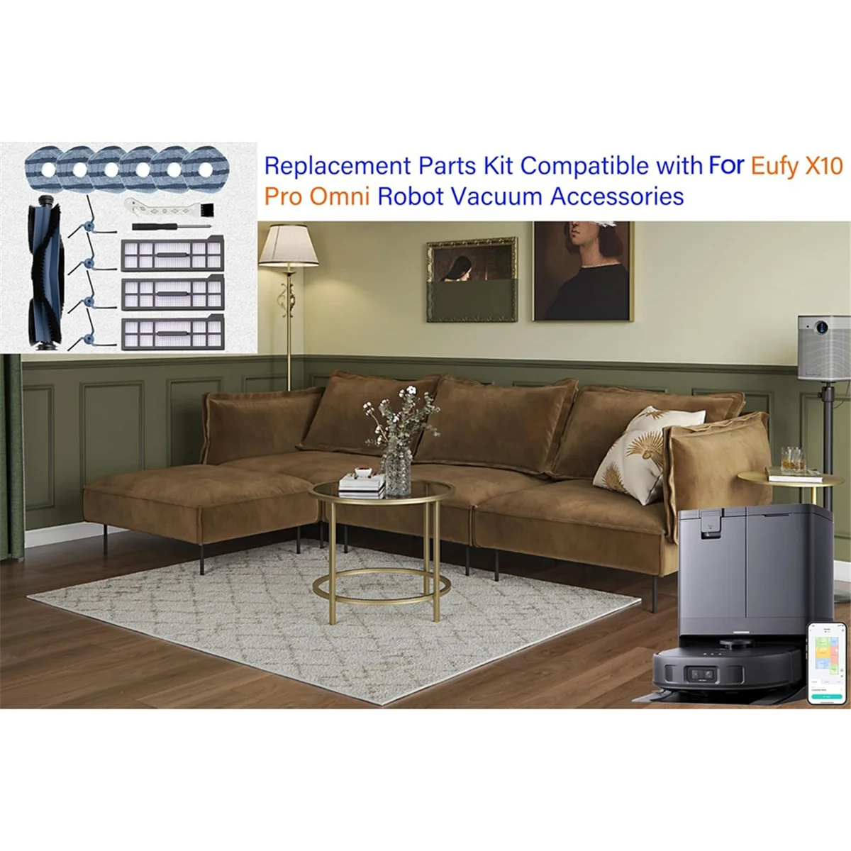 FZFZ 16PCS Replacement Parts For X10 Pro Omni Robot Vacuum Accessories Main Side Brush Mop Cloth Pads Hepa Filters