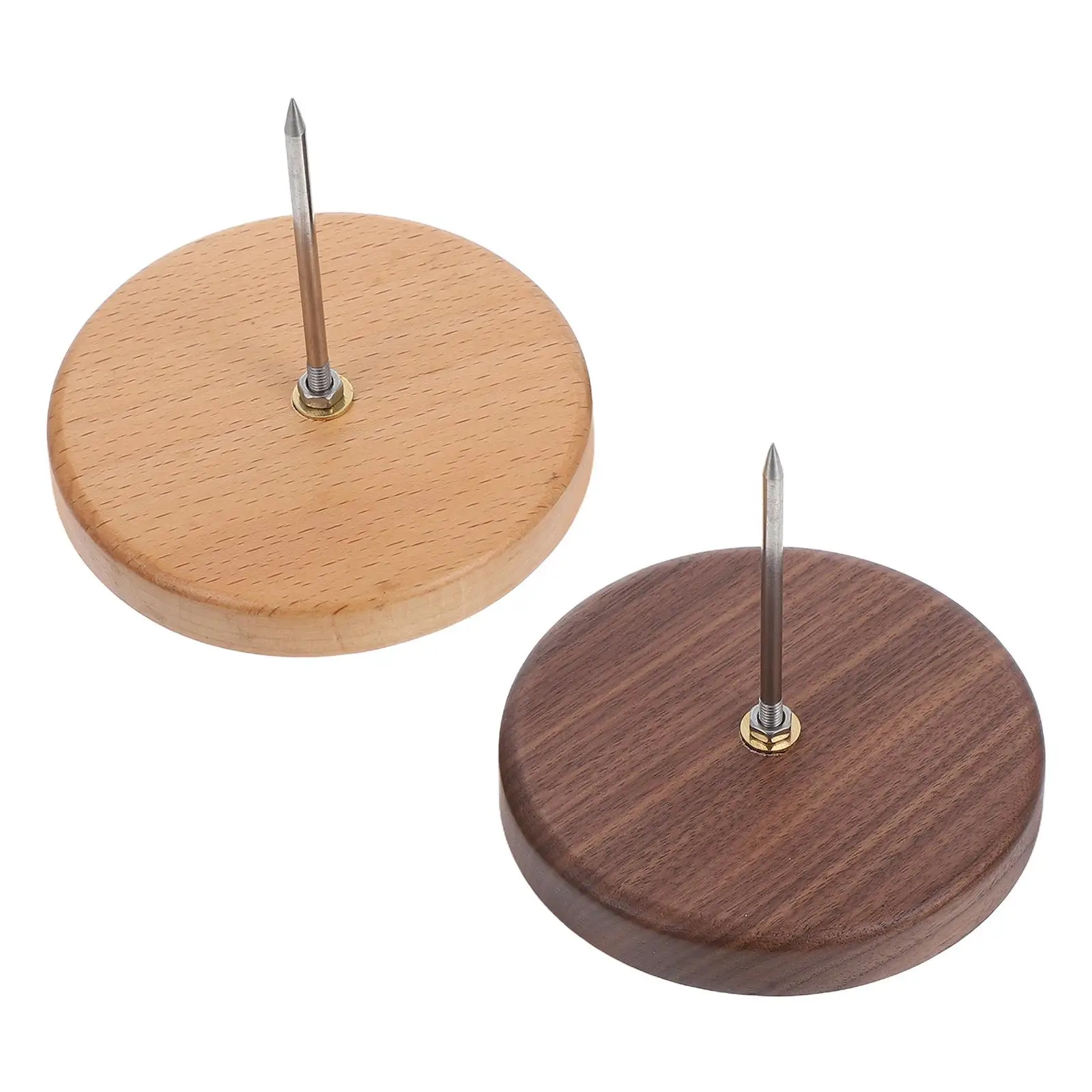 

2Pcs Bill Fixed Insert Wood Base Memo Holder Desktop Check Paper Ticket Stabber Office Metal Note Spike Kitchen