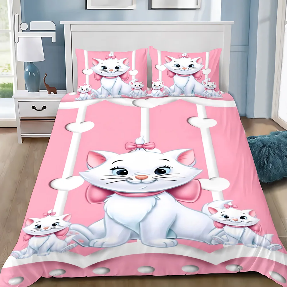 Duvet Cover Pillowcase Bedding Set Cute Mary Cat Adult Boy Girl Bedroom Decoration Children Gift Single Double Large Size